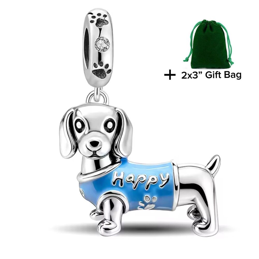 Dachshund Dog Lover Dangle Charm | 925 Silver | Brand New